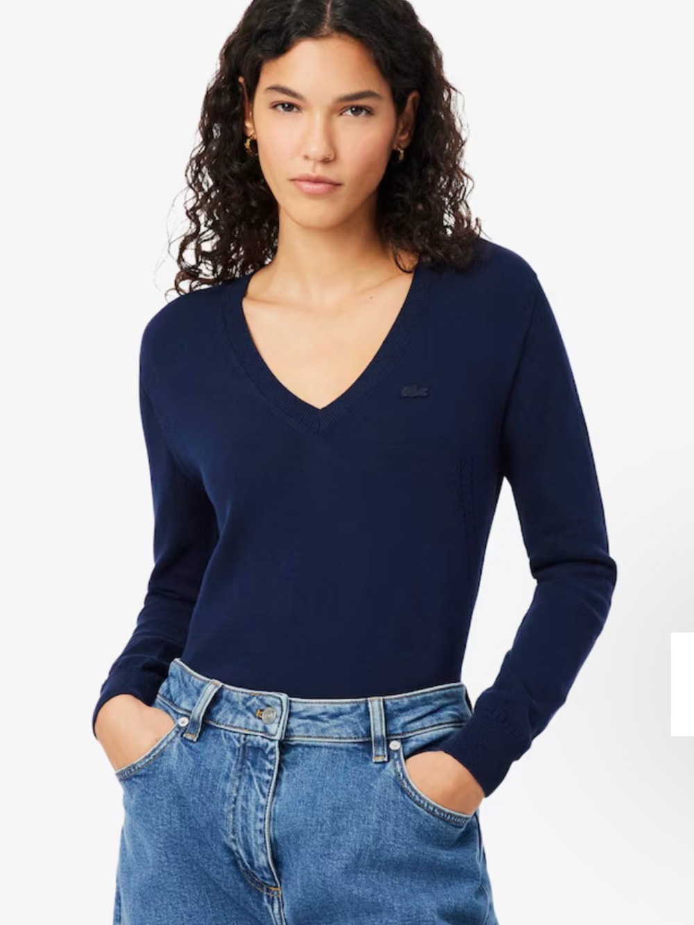 Lacoste Pink V-Neck Women's Sweater